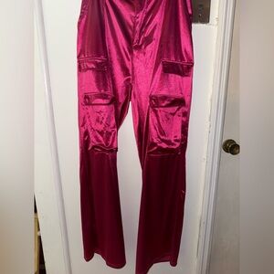 Satin Joggers in Vibrant Pink